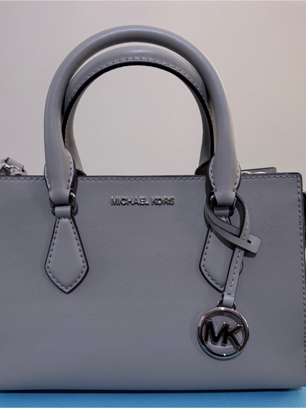 MICHAEL KORS Light Gray Saffiano Leather Satchel Crossbody